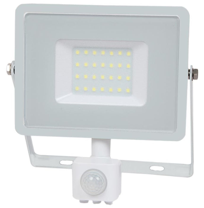 30W LED Floodlight with PIR, 4000K, 2400lm, White, IP65