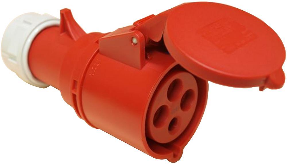 16A, 400V, Cable Mount CEE Socket, 3P+E, Red, IP44