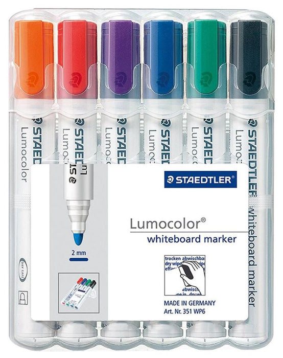 Bullet Tip Lumocolor Whiteboard Marker Pens - Pack of 6 Assorted Colours