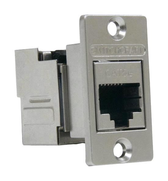 RJ45 Cat5e Shielded Socket to IDC Feedthru Panel Mount Adaptor, CSK Holes, Silver