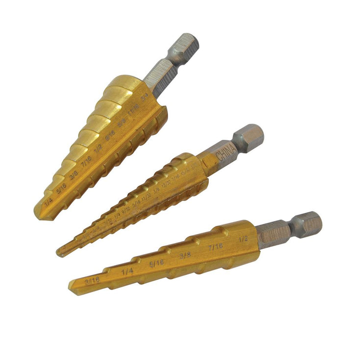 Titanium-Coated HSS Step Drill Set 3pce - 3pce