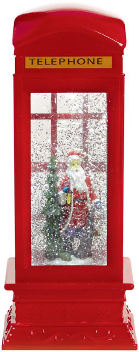 Christmas LED Santa Water Spinner Telephone Box Lantern