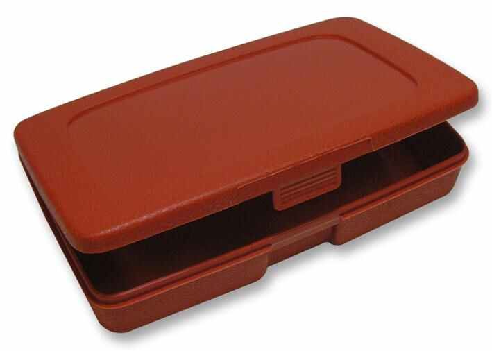 Red Polypropylene Hinged Box - 35mm x 185mm x 110mm