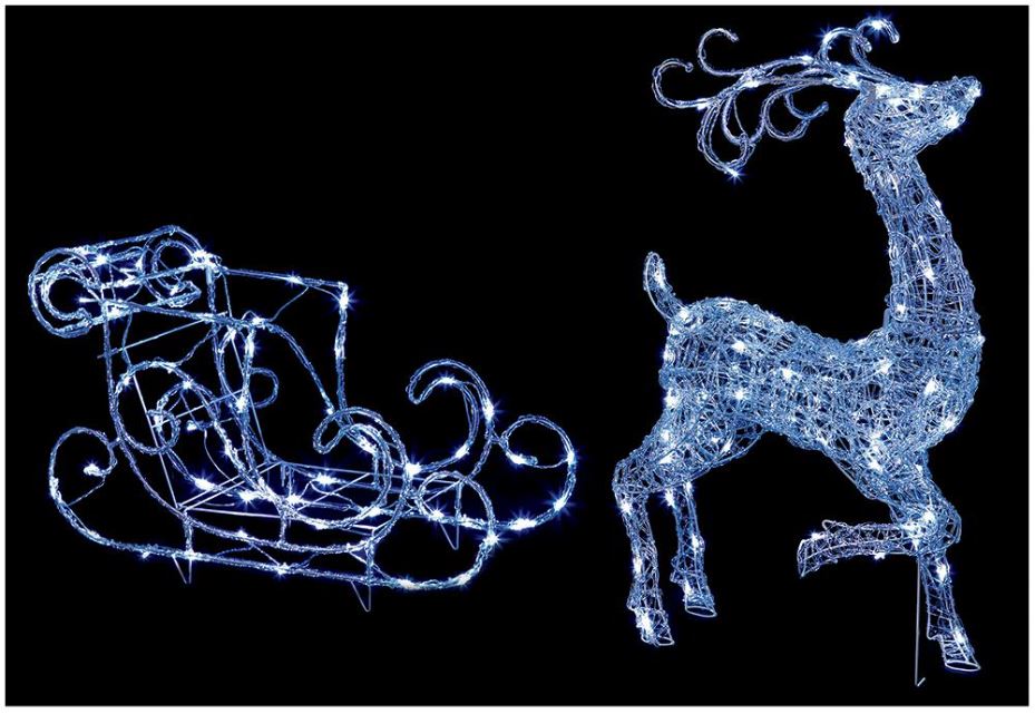 Raraion - LED Acrylic Reindeer & Sleigh Christmas Light