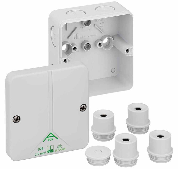 IP65 ABox Polystyrene 8 Entry Junction Box Enclosure - 82x82x51mm