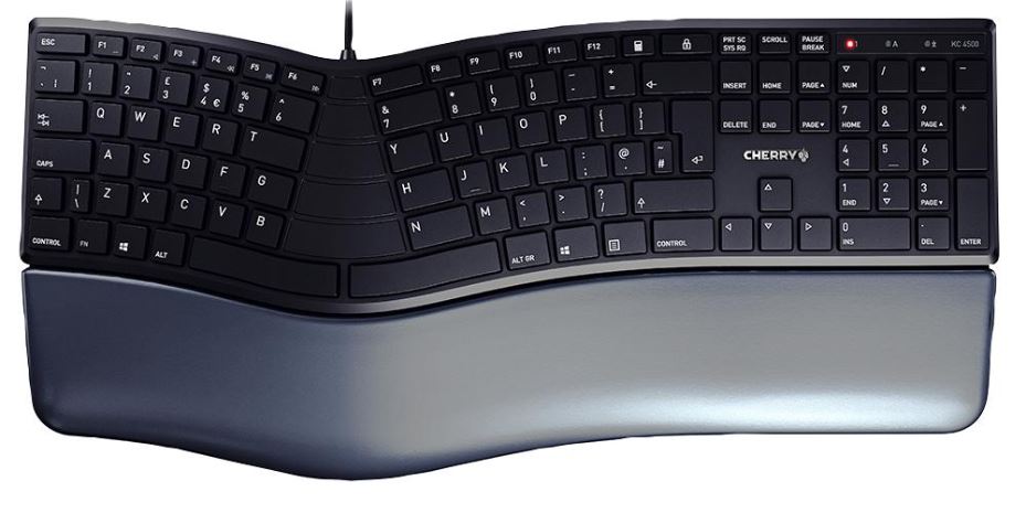 CHERRY KC 4500 ERGO Corded Ergonomic Keyboard, Black