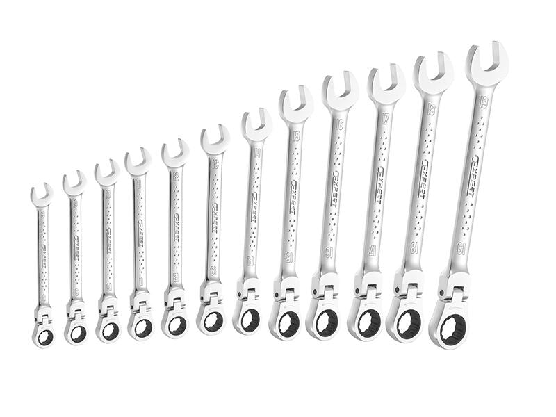 Flexible Head Ratchet Spanner Set, 12 Piece