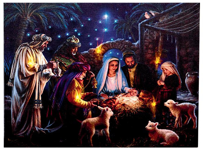 LED Christmas Nativity Scene Canvas