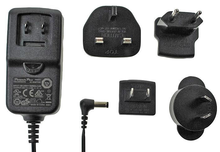 12V, 2A, 24W, International Plug In Power Supply (Level VI), 2.1mm Plug