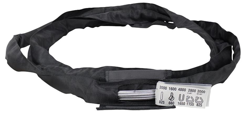 2ton 2m Soft Steel Black Round Sling for Lifting and Rigging - RIGG013