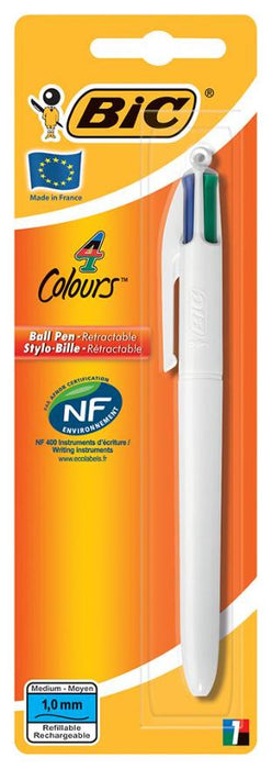 4 Colour Ballpoint Pen, White Barrel