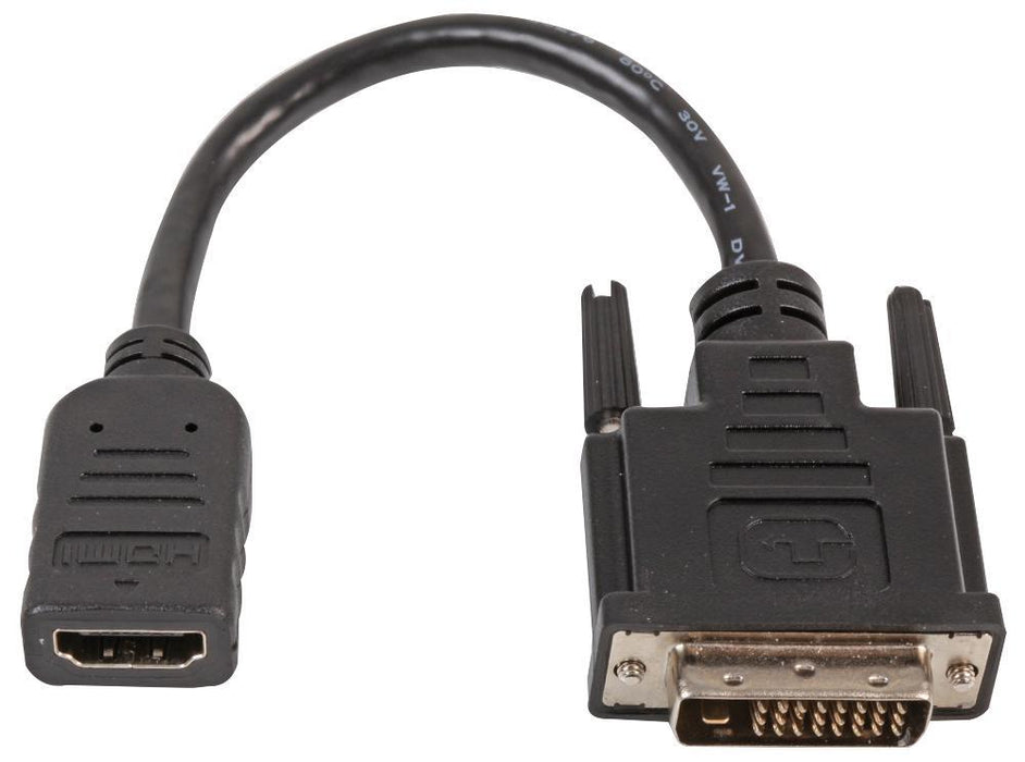 HDMI Female to DVI-D Male Lead, 0.2m Black