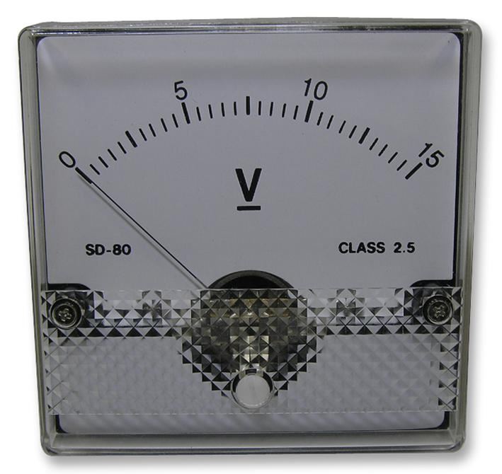 Analogue Panel Meter, DC Voltage 0V to 15V