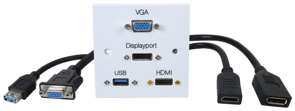 1 Gang Wallplate with HDMI/USB/VGA/Displayports Connectors