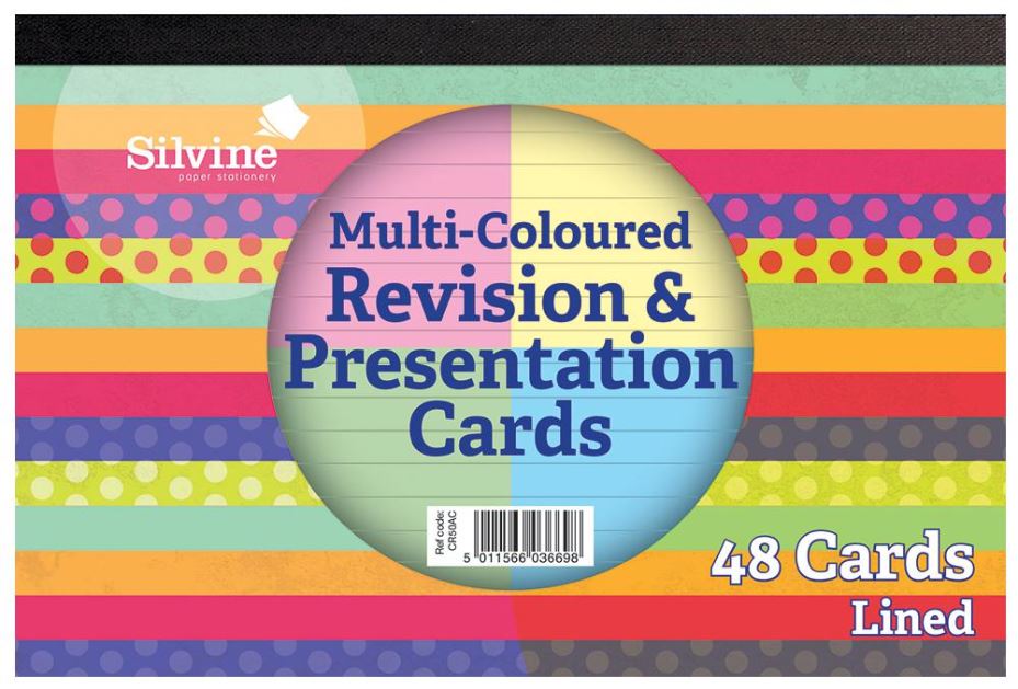 152x102mm Multi Coloured Revision and Presentation Flash Cards - Pad of 48