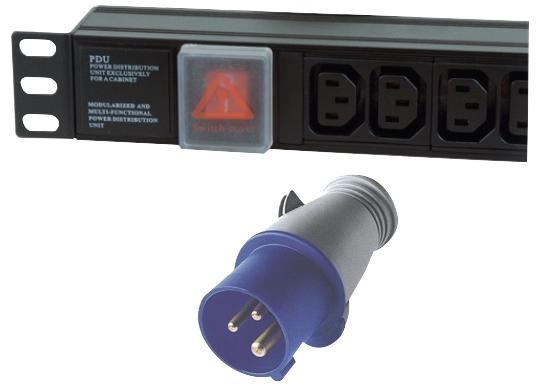 1U 12 Way 10A IEC C13 Sockets to 16A Commando Plug Horizontal PDU