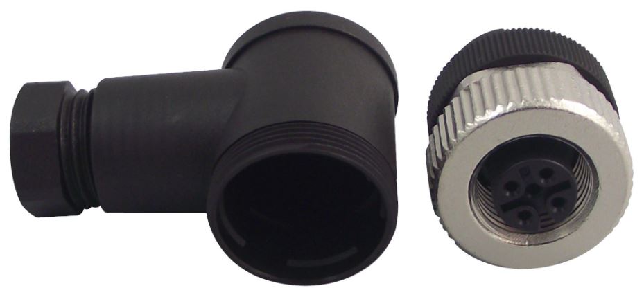 Socket, Free, M12, 4 Way, Lock Ring, Right Angle