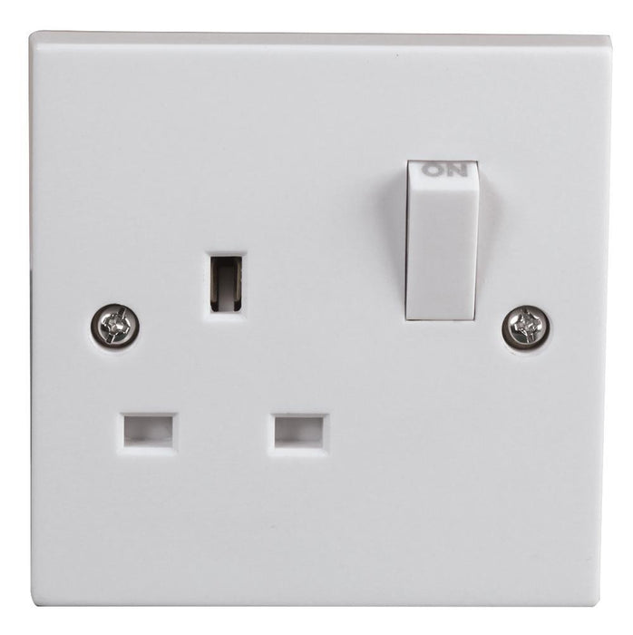 Switched 1-Gang, Double-Pole Mains Socket, 13A, 250V