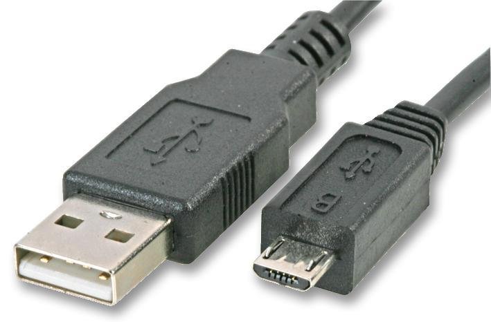 USB 2.0 A Male to Micro B Male Lead, 1m Black