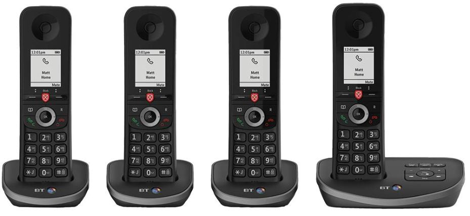 Advanced DECT Phones with Call Blocking and Answer Machine, Quad Handsets