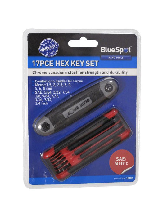 17 Pce Metric and Imperial Hex Key Set