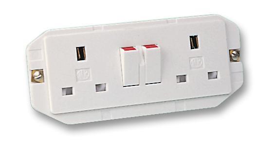 2 Gang Panel Mount Switched Socket, 13A