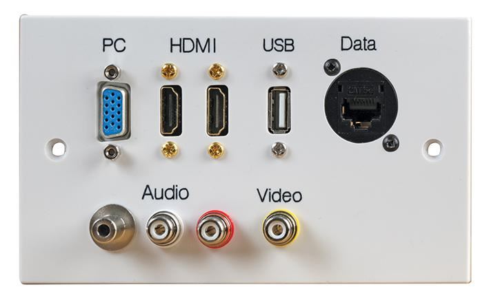 2 Gang HDMI Wallplate with VGA, USB A, AV & RJ45 Ports