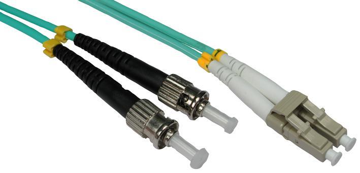 1m LC ST Duplex 50/125µm Multimode Fibre Optic Patch Lead