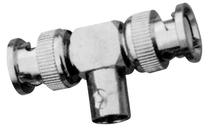 BNC Socket to 2x BNC Plugs Tee Adaptor, Nickel Plated Brass Body