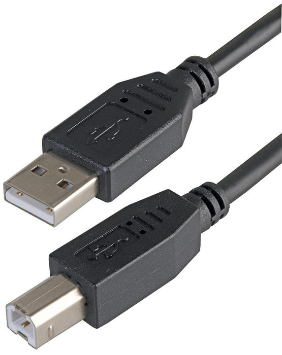 USB 2.0 A Plug to B Plug Cable, Black