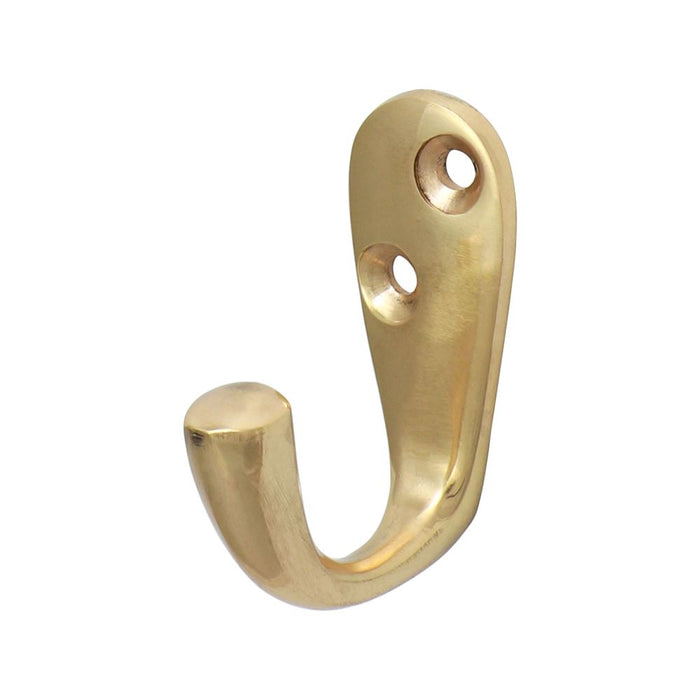 Single Robe Hook - Polished Brass (Size 44 x 18mm - 1 Each)