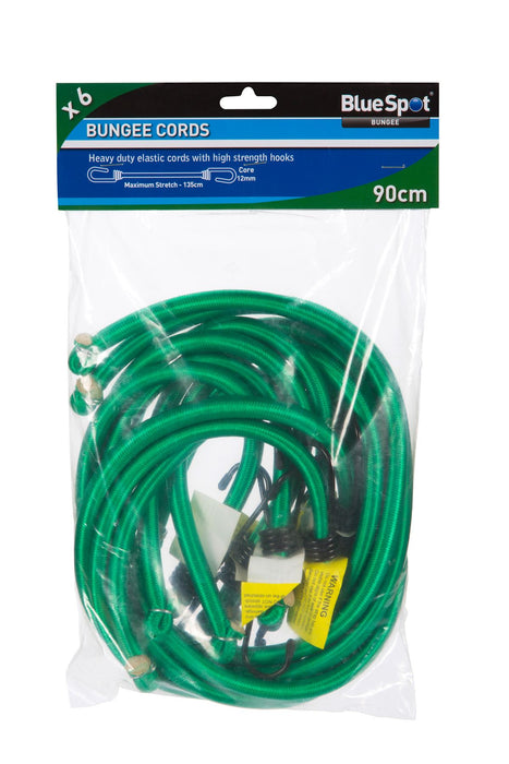 6 Pce 90cm Bungee Cord Set