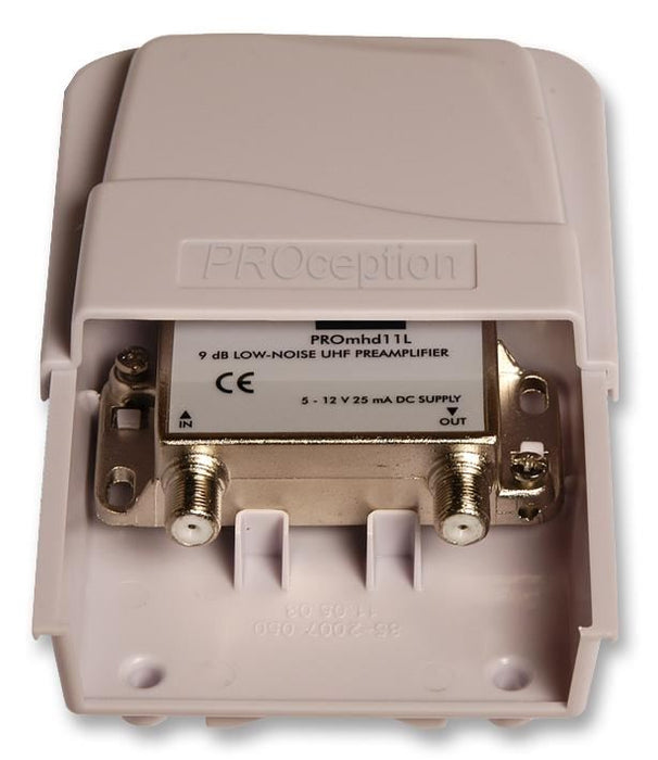 Screened Masthead Amplifier 1 Input 1 Output Low-Noise UHF