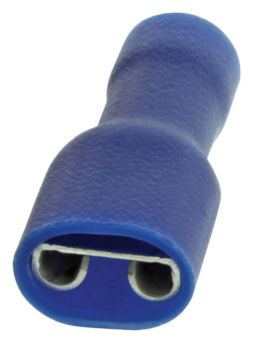 Blue 4.8mm Fully Insulated Female Push On Crimp Terminal, 100 Pack