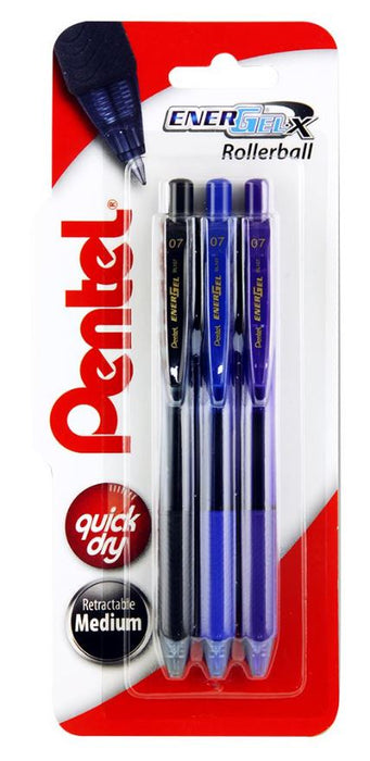 EnerGel X Gel Rollerball Pens, 3 Pack (Assorted)
