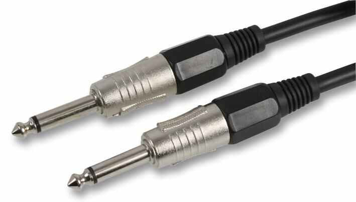 6.35mm (1/4") Mono Jack Plug to Plug Lead, 10m Black