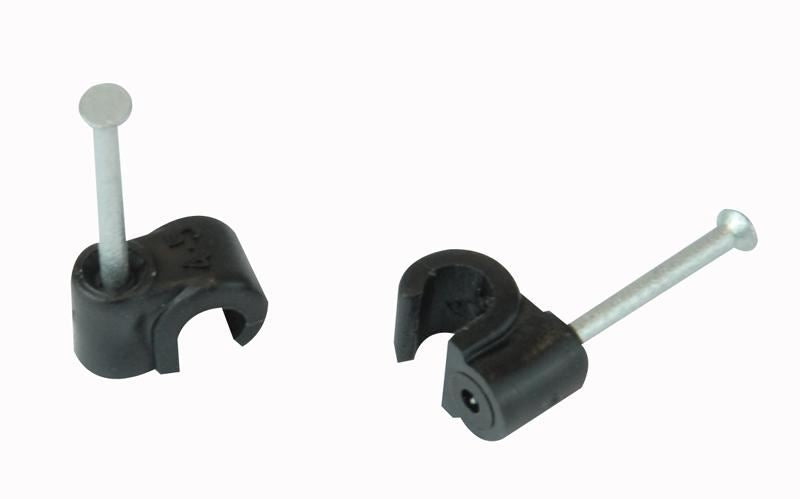 Round Cable Clips Black 100 Pack