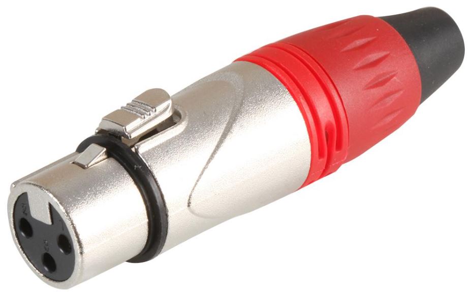 3 Pole XLR Socket, Silver / Red