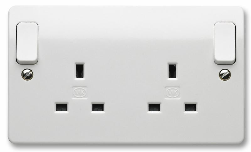 2 Gang 13A DP Switched Plug Socket with Clean Earth