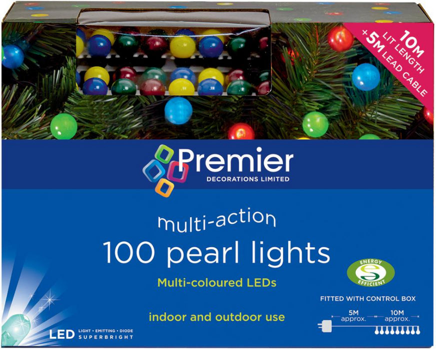 100 LED Pearl Lights, Multi-Action, 10m