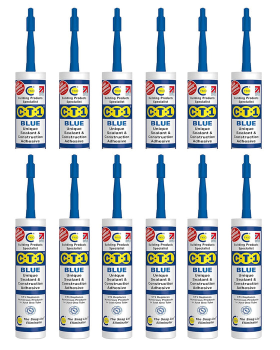 Blue Construction Sealant Adhesive Tube for Virtually Any Material Pack 12