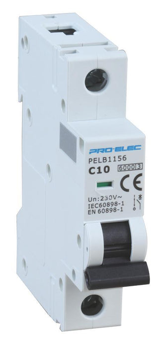 10A Single Pole MCB, C Curve, 6kA