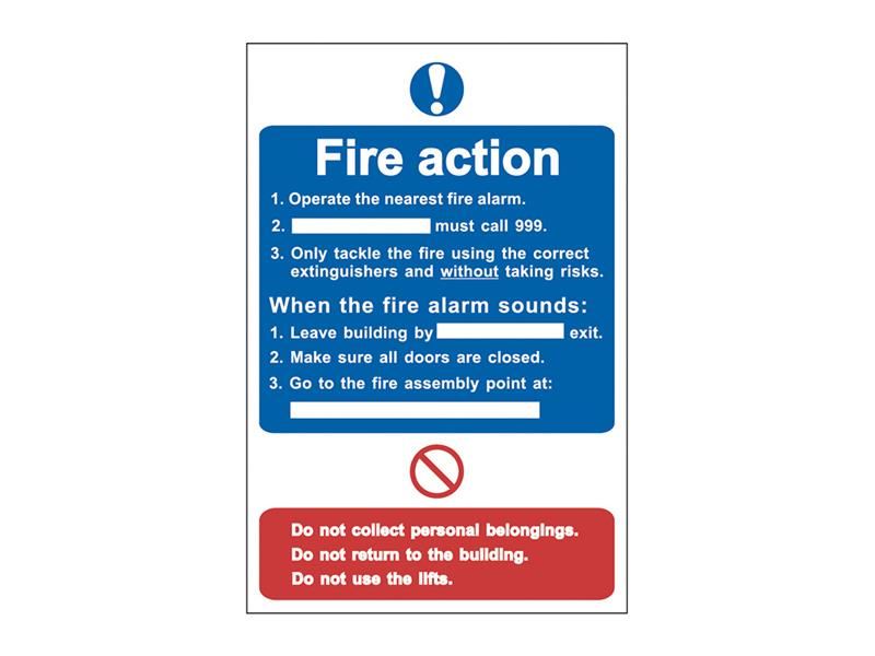 Fire Action Procedure - PVC Sign 200 x 300mm