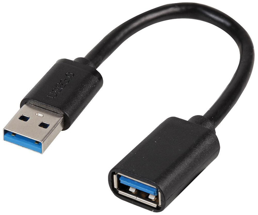 USB 3.0 A Male to Female Extension Lead, 0.15m Black