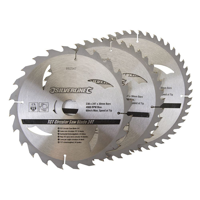 TCT Circular Saw Blades 24, 40, 48T 3pk