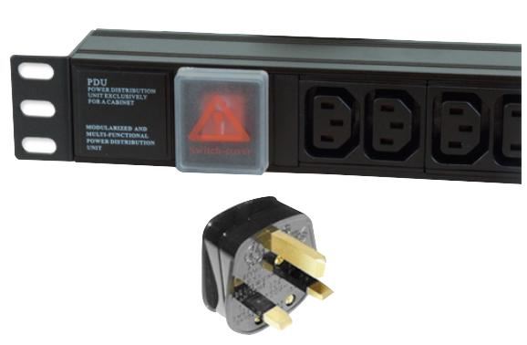 1U 8 Way 10A IEC C13 Sockets to 13A Mains Plug Horizontal PDU