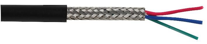 7-2-3C 3 Core Screened Cable, 0.2mm, Black, 25m