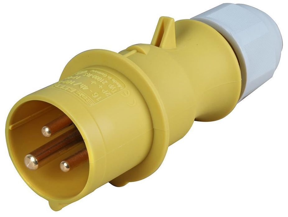 16A, 110V, Cable Mount Multi-Grip CEE Plug, 2P+E, Yellow, IP44