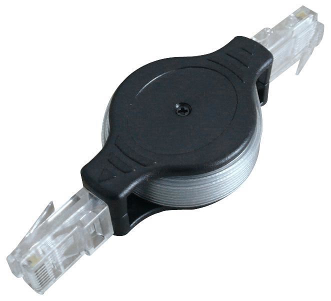 Retractable Cat5e RJ45 Male to Male Patch Lead, 1.5m