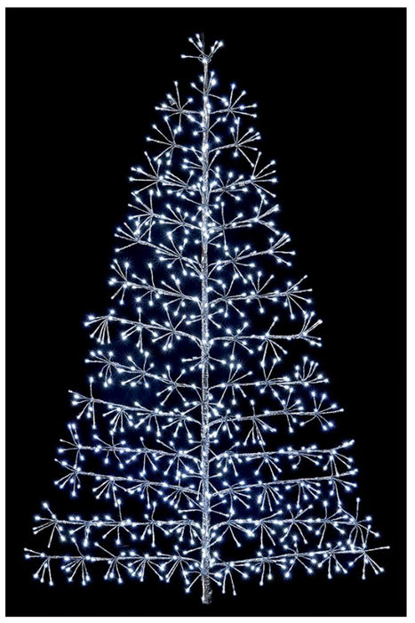 Raraion - 1.2m Silver Starburst Tree with White LEDs